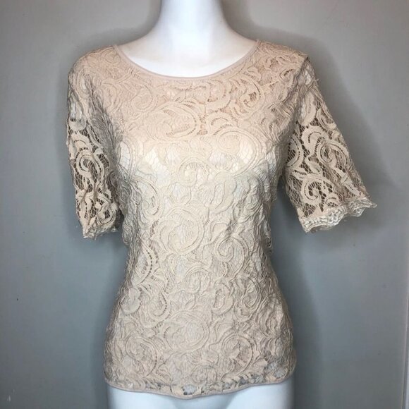 ANTHROPOLOGIE Adrianna Papell Size  L Lace top - Picture 2 of 9